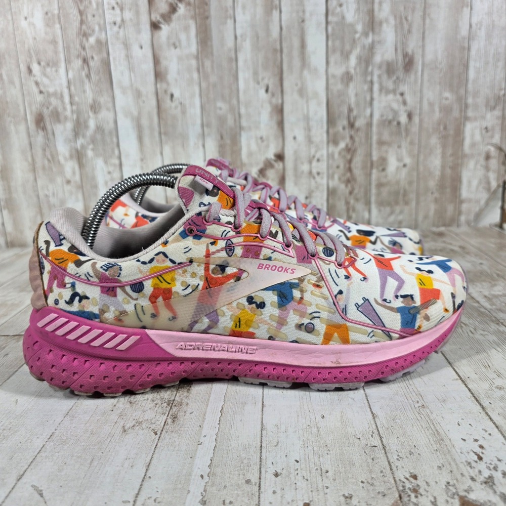 Brooks Adrenaline GTS 21 Womens 11 Unity Pink Graphic Print Running Shoes